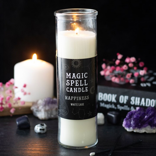 Happiness White Sage Magic Spell Tube Candle
