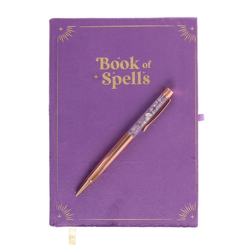 Book of Spells Journal with Amethyst Crystal Pen