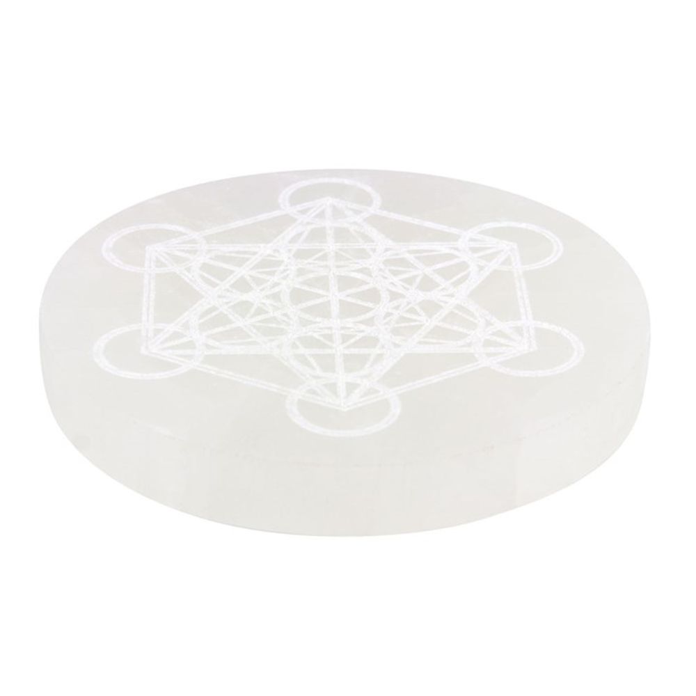 Selenite Metatron's Cube Crystal Charging Plate