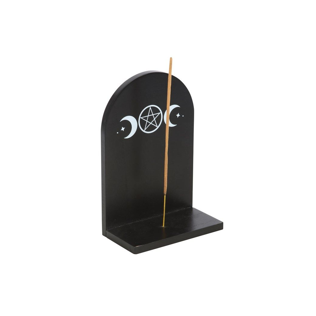 Black Triple Moon Incense Holder Shelf